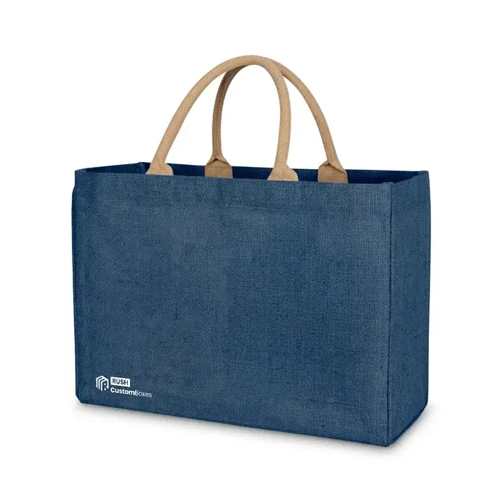 Natural woven jute Hessian tote bag with soft handles