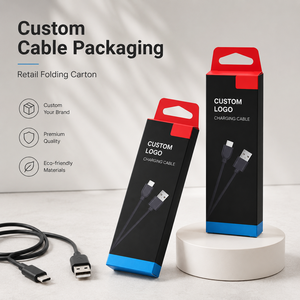 Custom Hang Tab Folding Paper Cartons Retail Packaging Boxes For USB Charging Cables