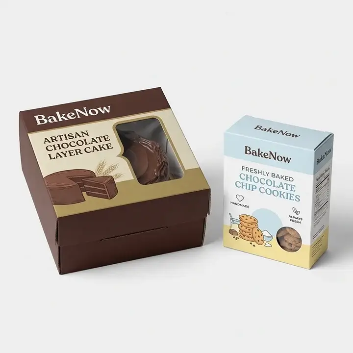 Food-grade custom bakery boxes with PET window for cakes and pastries