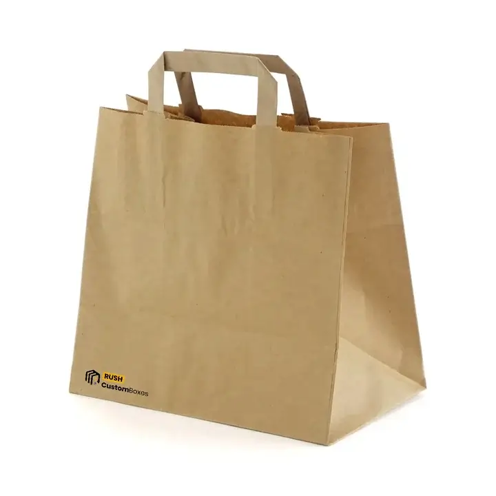 Natural brown unbleached kraft paper shopping bag