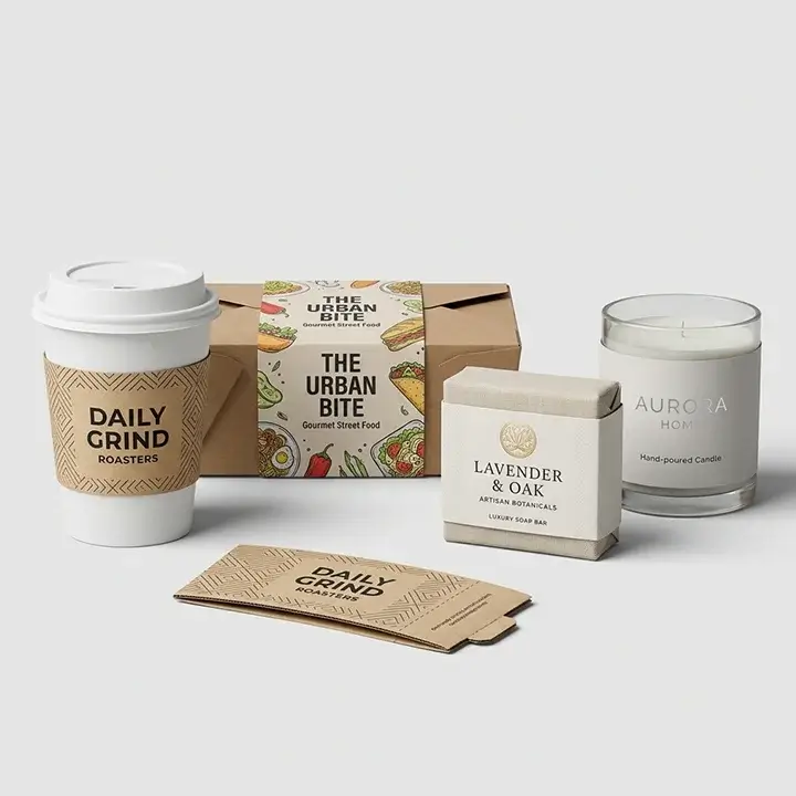 Custom printed paperboard packaging sleeve bands for product branding