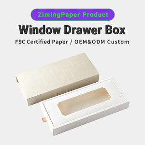 Hot Sale Embossed Beige Slide Drawer Box With Clear Window