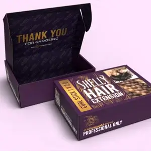 Custom hair extension packaging box design for beauty and haircare brands