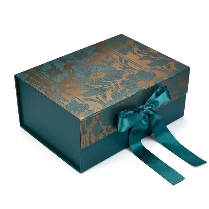 Fabric wrapped rigid gift box with textured linen finish