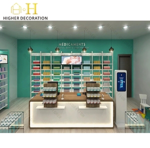 Modern Custom Dispensary Display Counter Wooden Pharmacy Counter Display Showcase