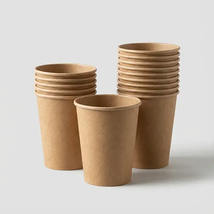 Unbleached kraft brown paper beverage cups