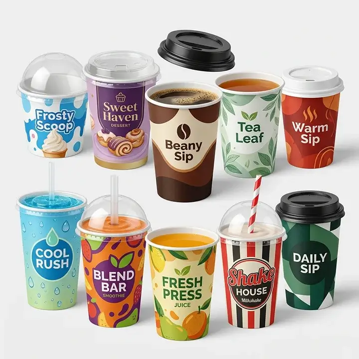 Custom printed paper cups for coffee shops and food service
