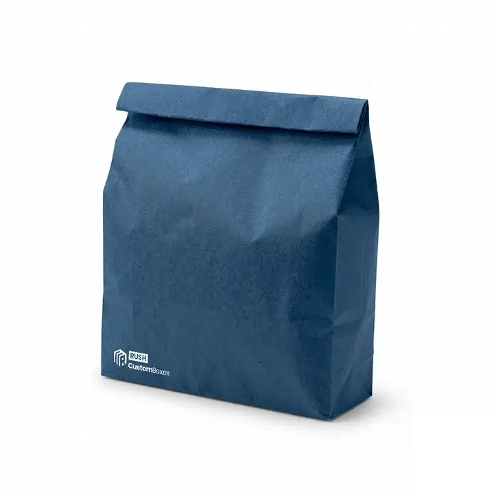 Custom printed blue paper shopping bag with handles