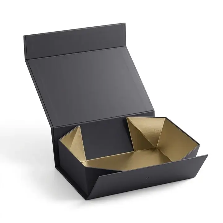 Collapsible rigid box designed for space-saving flat shipping